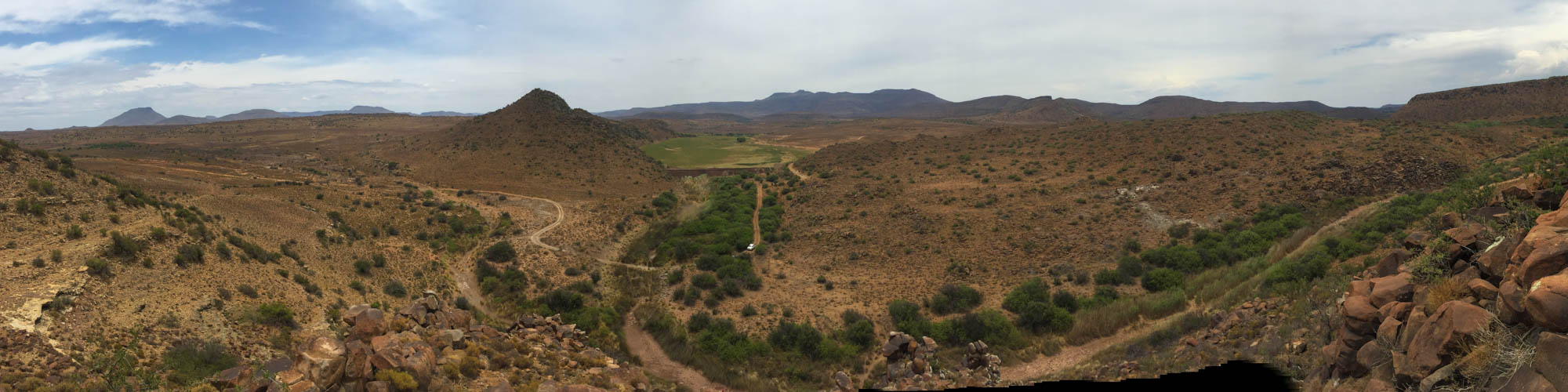 landscape of karoo mountains valley road bush