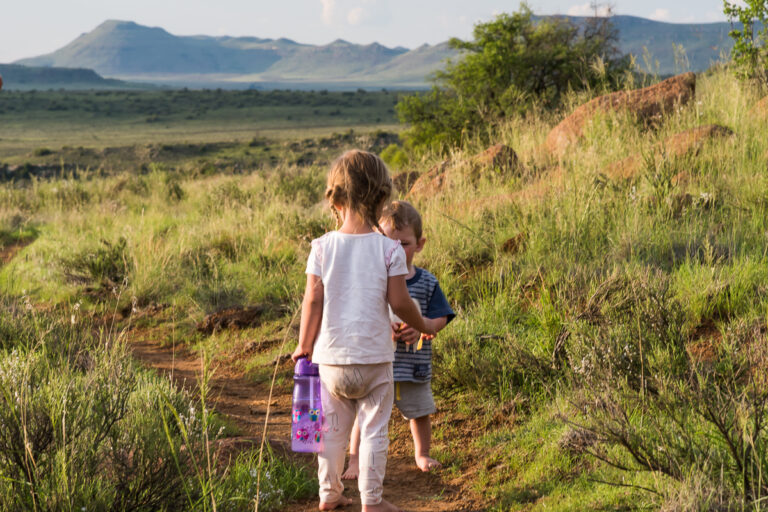 children playing in karoo landscape family experiences