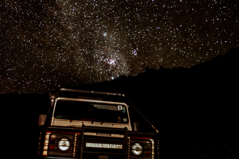 night game drive vehicle Sky Stars photography experience