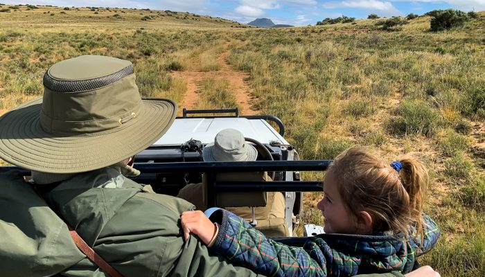karoo drive activity family in open top landrover driving